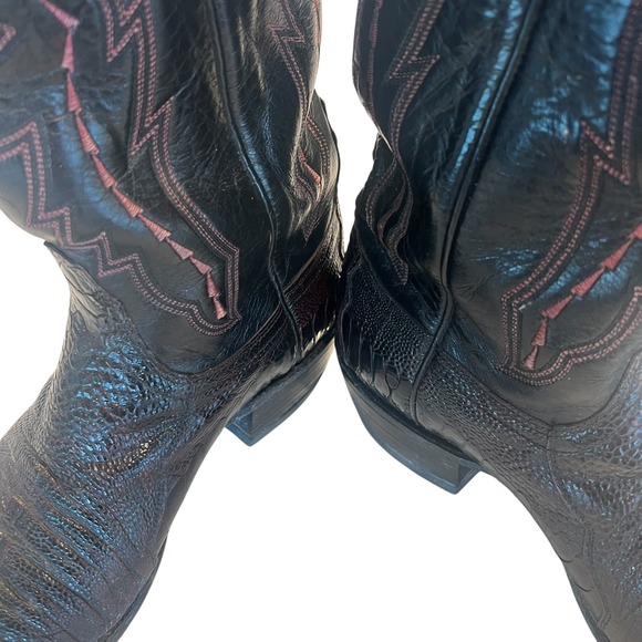 Lucchese 2000 Women's Size 9 Western Cowboy Boots Burgandy Black Leather - Picture 5 of 14